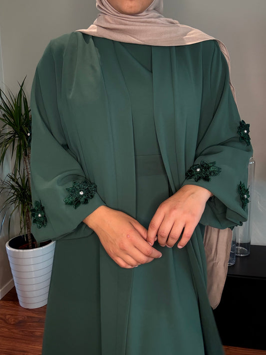 Flower abaya green